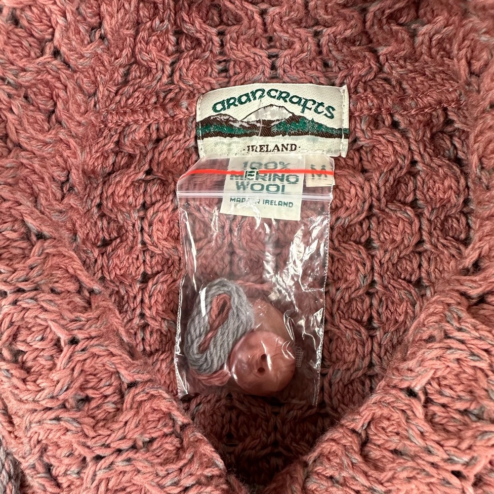 Aran Crafts Cardigan Sweater Womens M button Merino Wool Cable Knit Fisherman - Picture 3 of 15